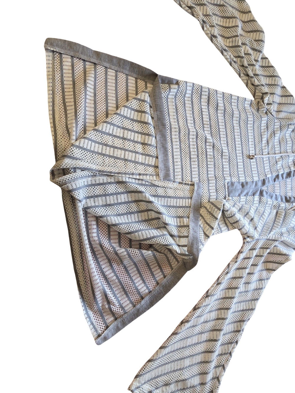 Saint Tropez West Striped Hooded Pullover Dress — White & Gray - Picture 3 of 11